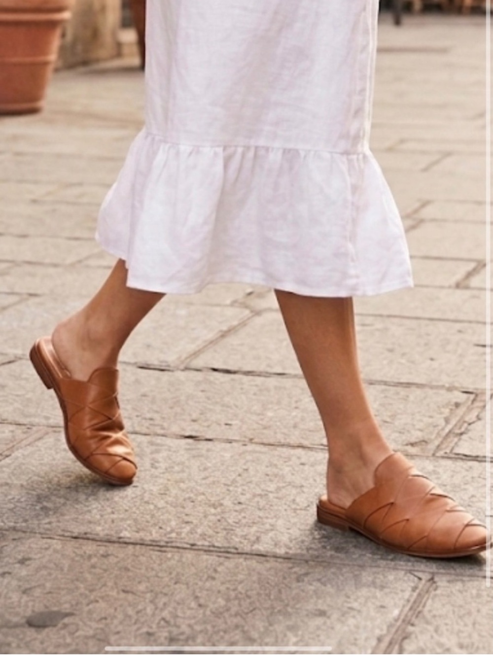 Anthropologie Brown Leather Seychelles Woven Slip-On Flats Mules Size 9